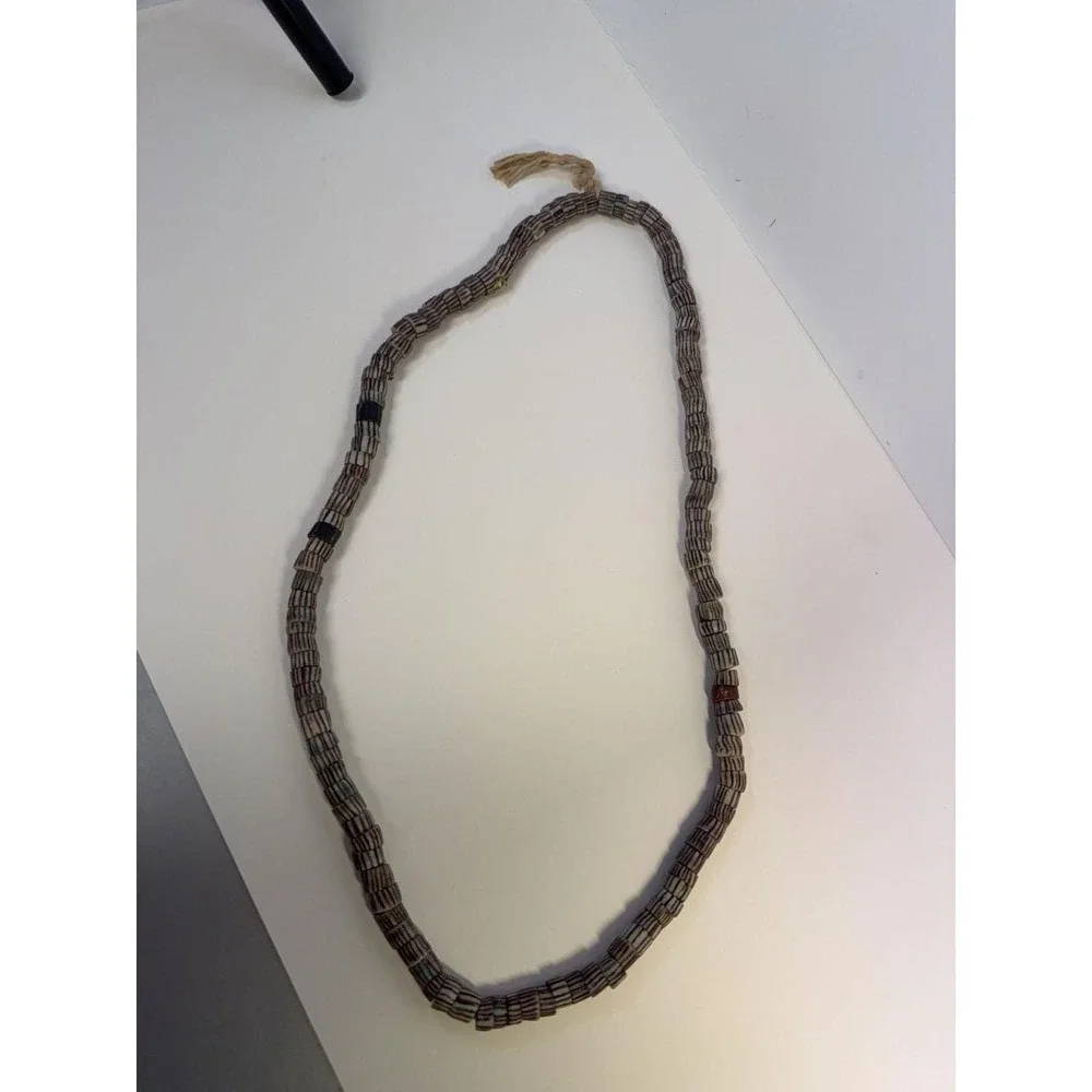 Vintage African Trade Bead Necklace Multi-Color Striped‎ Glass Beads